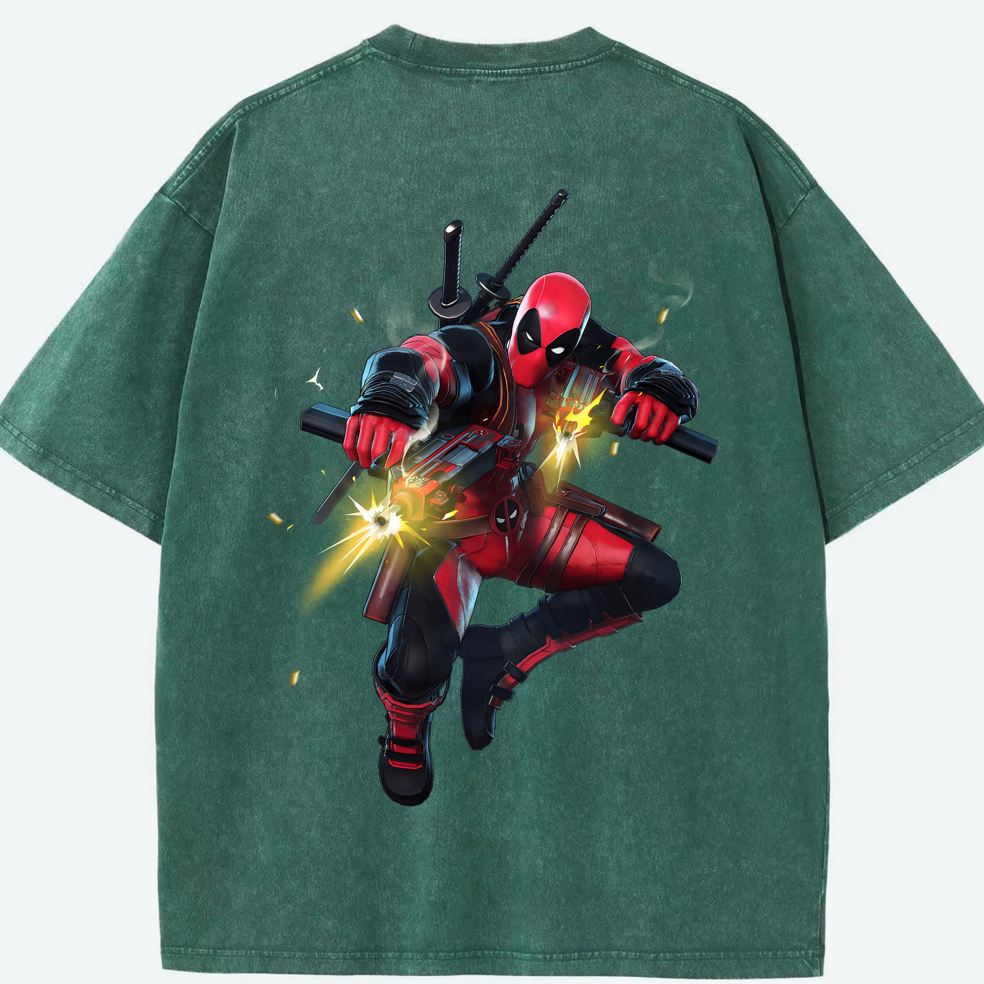 （画像用） Deadpool デッドプール 綿100% ヴィンテージ風 半袖Tシャツ（背面プリント）